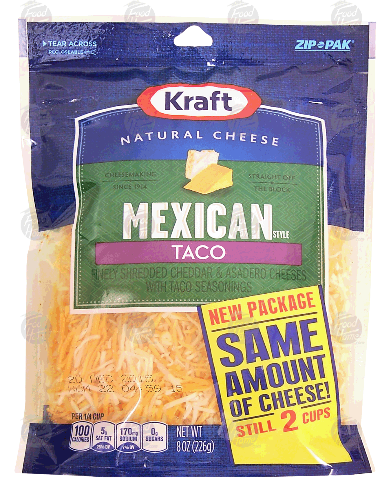 Kraft Natural Cheese mexican style, taco, finely shredded cheddar & asadero cheeses with taco seasonings Full-Size Picture